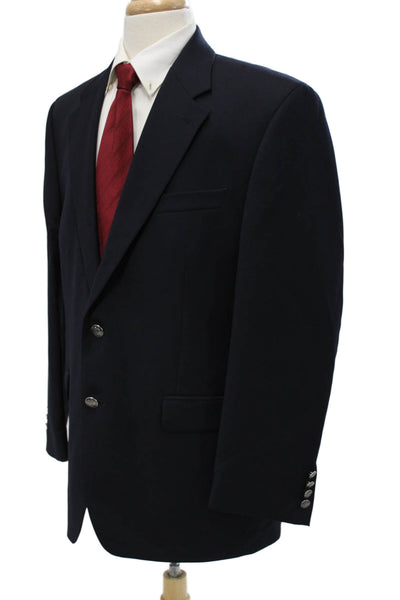 Michael Michael Kors Men Dark Blue Wool Blazer Button Collared Size 42
