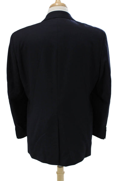 Michael Michael Kors Men Dark Blue Wool Blazer Button Collared Size 42