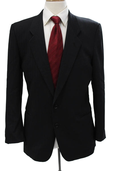 Mani By Giorgio Armani Mens Black Collared Suit Jacket Button Classic Size 40