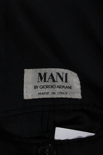 Mani By Giorgio Armani Mens Black Collared Suit Jacket Button Classic Size 40