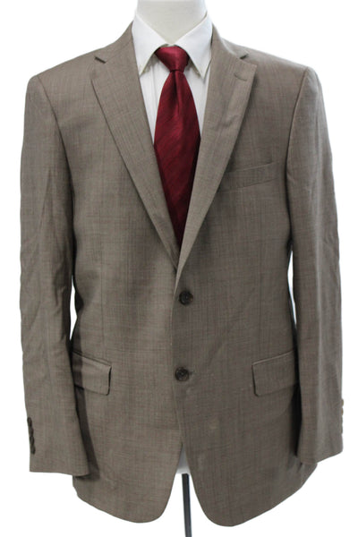 Hart Schaffner Marx Mens 2 Piece Suit Jacket Brown Collared Button Size 42