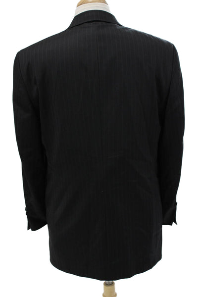 Austin Reed Mens Classic Striped Black Suit Jacket Button Long Sleeve Size 42