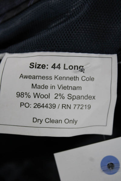 Kenneth Cole Mens Classic Blazer Dark Blue Check Wool Button Size 44