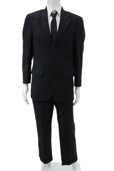 Oscar de la Renta Mens Black Wool Blazer Long Sleeve Size 36
