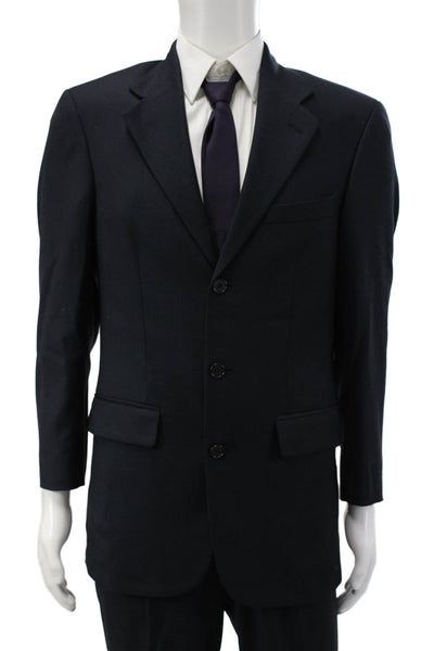 Kenneth Cole Mens Classic Blazer Dark Blue Check Wool Button Size 44