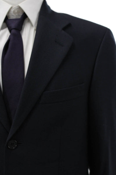 Oscar de la Renta Mens Black Wool Blazer Long Sleeve Size 36