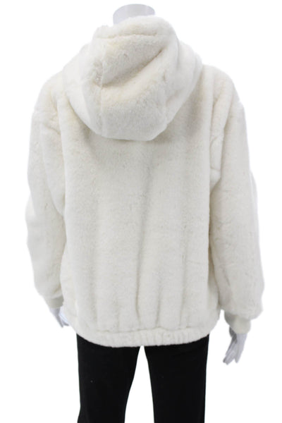 Splendid Women Petite Full Zip Hoodie Long Sleeve White Polyester Size XS