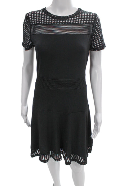 Michael Michael Kors Women Fit & Flare Dress Black Short Sleeve Size M