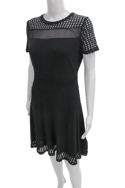 Michael Michael Kors Women Fit & Flare Dress Black Short Sleeve Size M