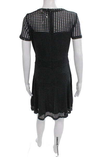 Michael Michael Kors Women Fit & Flare Dress Black Short Sleeve Size M