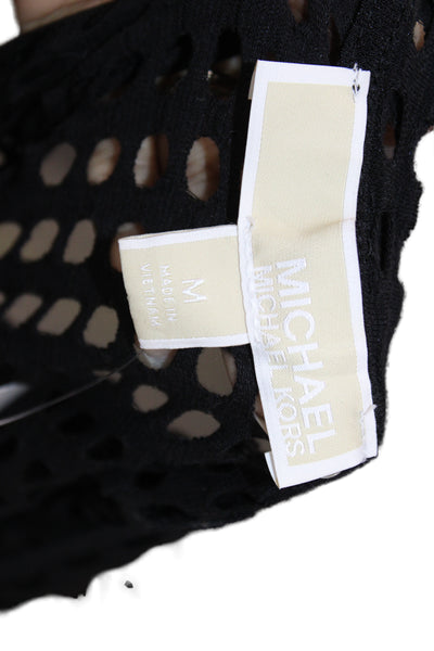 Michael Michael Kors Women Fit & Flare Dress Black Short Sleeve Size M