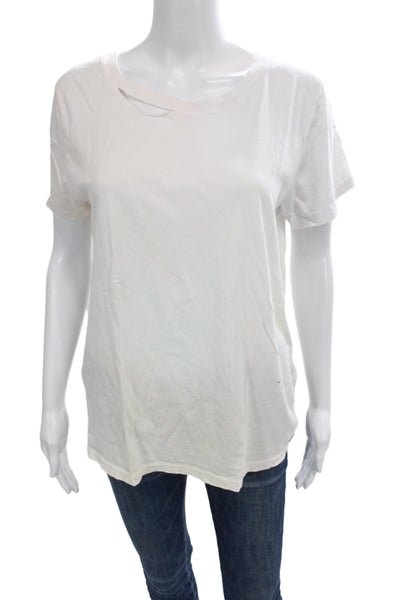 Philanthropy Womens Basic Short Sleeve Cotton Crew Neck T-Shirt White Size M