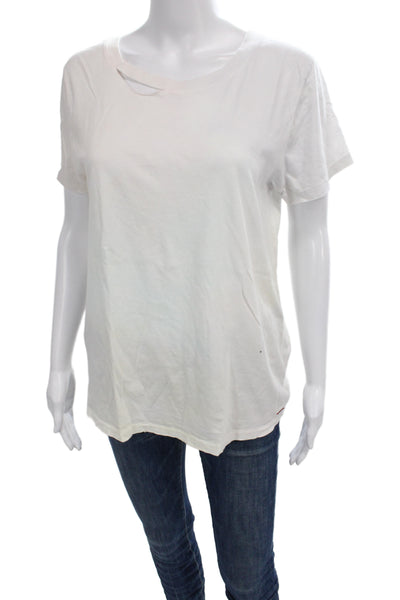 Philanthropy Womens Basic Short Sleeve Cotton Crew Neck T-Shirt White Size M