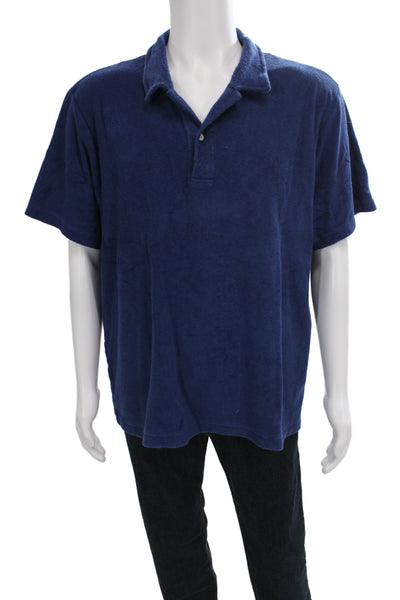 Madewell Mens Dark Blue Short Sleeve Collared Polo Polyester Classic Size L