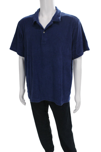 Madewell Mens Dark Blue Short Sleeve Collared Polo Polyester Classic Size L