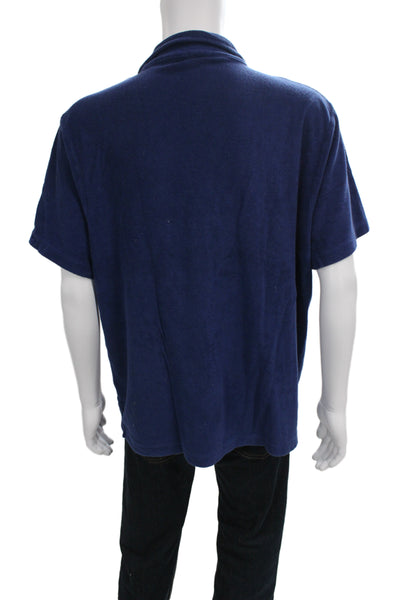 Madewell Mens Dark Blue Short Sleeve Collared Polo Polyester Classic Size L