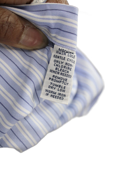 Ralph Lauren Blue Label Men Button-Down Striped Light Blue Dress Shirt Size L