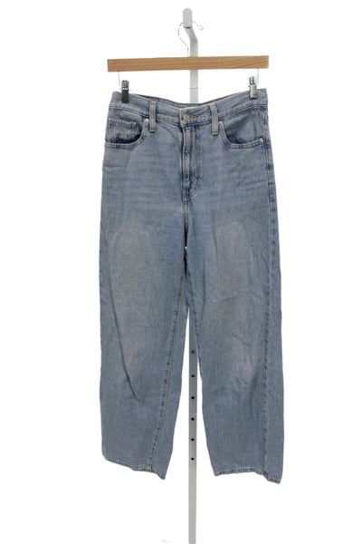 Levis Unisex High Waisted Straight Jeans Light Blue Button Fly Size 26