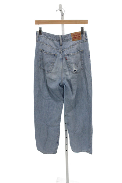 Levis Unisex High Waisted Straight Jeans Light Blue Button Fly Size 26