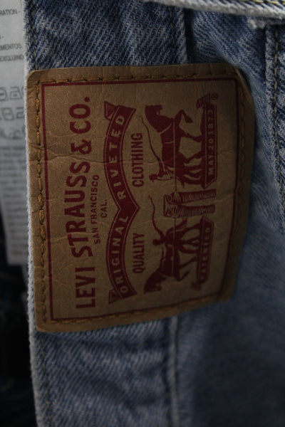 Levis Unisex High Waisted Straight Jeans Light Blue Button Fly Size 26