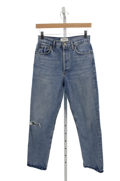 Agolde Women Mom Straight Jeans High Waist Blue Cotton Size 25