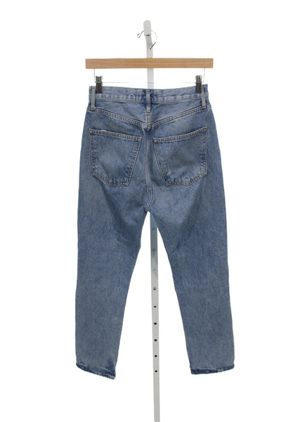 Agolde Women Mom Straight Jeans High Waist Blue Cotton Size 25