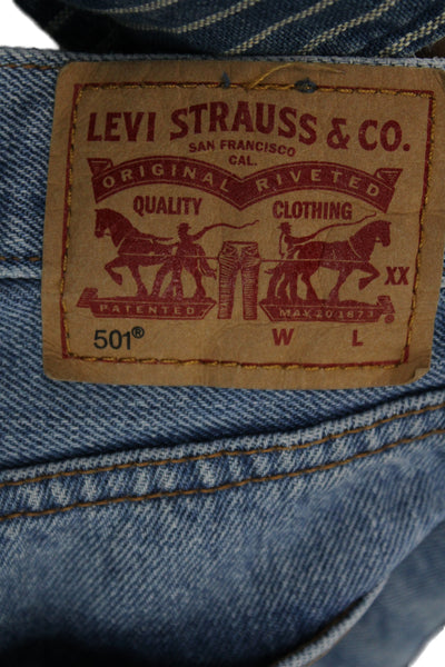 Levis Unisex 90s Blue Cotton Solid Shorts Size 28