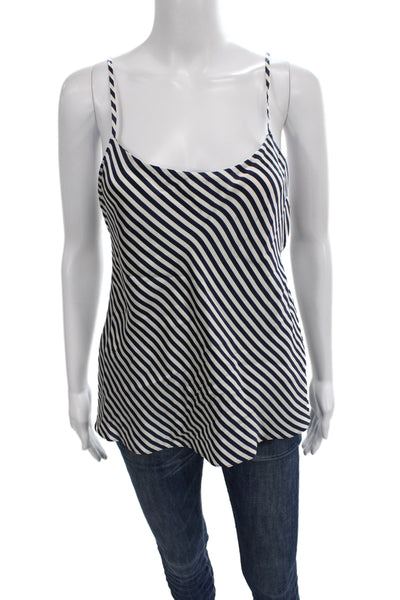 Dana Buchman Women Dark Blue Striped Silk Camisole Nautical Size M