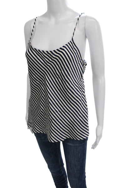 Dana Buchman Women Dark Blue Striped Silk Camisole Nautical Size M
