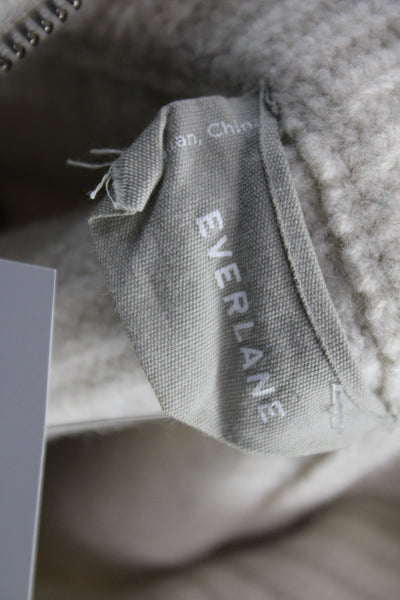 Everlane Unisex Pullover Beige Wool Zip High Neck Striped Long Sleeve Size XS