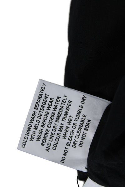 Dissh Women Kaftan Dress Black Linen V Neck 3/4 Sleeve Short Size 4