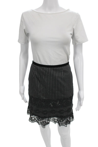 Nanette Lepore Women Black Striped Straight Pencil Mini Skirt Size 6
