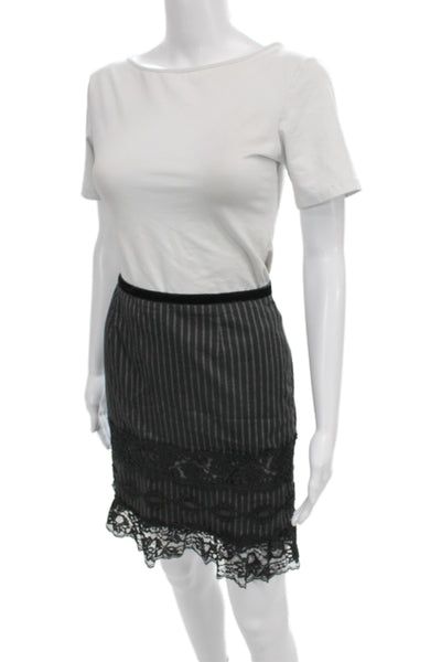 Nanette Lepore Women Black Striped Straight Pencil Mini Skirt Size 6