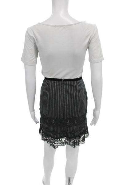 Nanette Lepore Women Black Striped Straight Pencil Mini Skirt Size 6