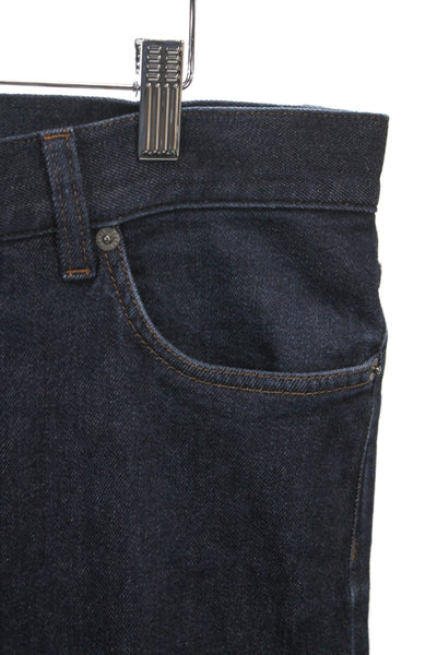Zegna Mens Dark Blue Straight Jeans Button 98% Cotton Size 36