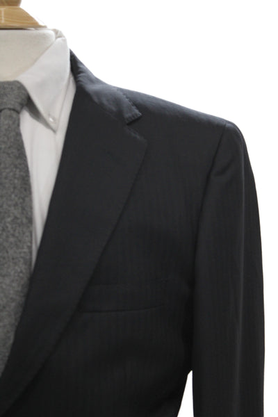 Sartoria Ambrosiana Mens Black Wool Suit Jacket Collared Button Classic Size 40