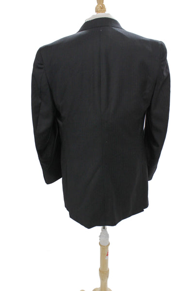 Sartoria Ambrosiana Mens Black Wool Suit Jacket Collared Button Classic Size 40