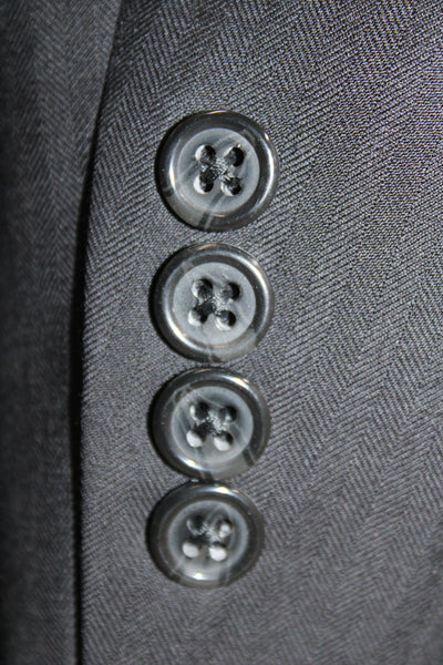 Sartoria Ambrosiana Mens Black Wool Suit Jacket Collared Button Classic Size 40