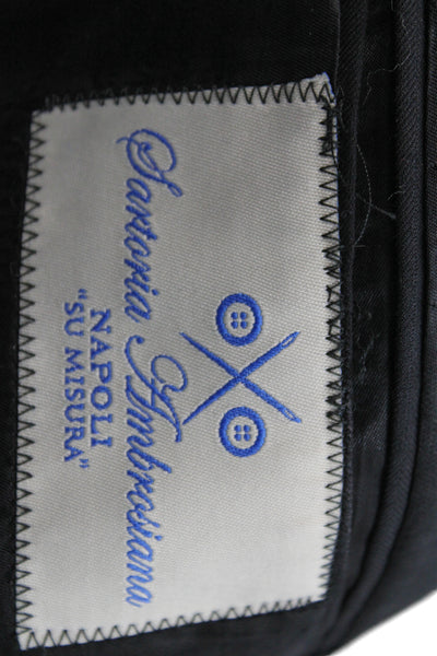 Sartoria Ambrosiana Mens Black Wool Suit Jacket Collared Button Classic Size 40
