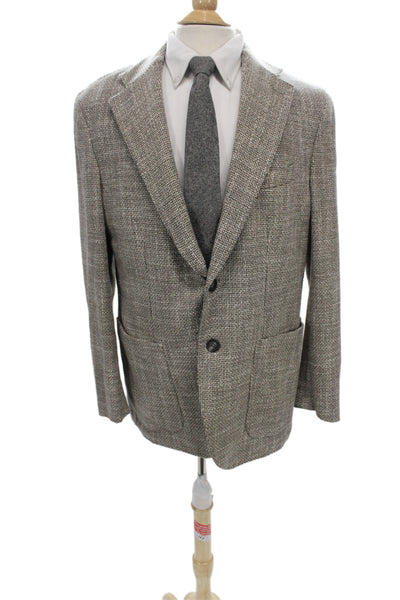 Pal Zileri Mens Sport Coat Gray Check Wool Silk Blend Size 58