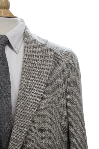 Pal Zileri Mens Sport Coat Gray Check Wool Silk Blend Size 58