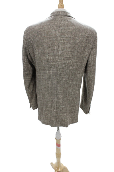 Pal Zileri Mens Sport Coat Gray Check Wool Silk Blend Size 58