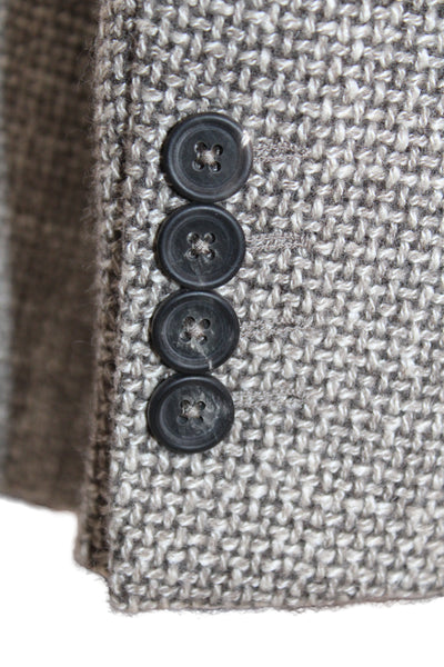 Pal Zileri Mens Sport Coat Gray Check Wool Silk Blend Size 58
