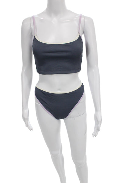 L Space Womens Blue Nylon Solid Swim Set Size M