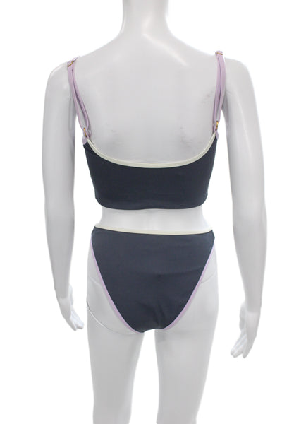 L Space Womens Blue Nylon Solid Swim Set Size M