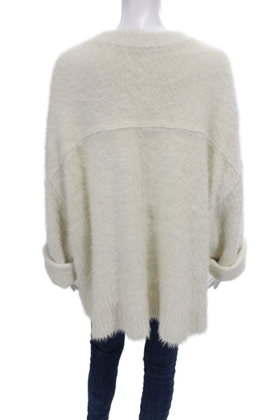 Free People Unisex Pullover Sweater White Round Neck Long Sleeve Size M