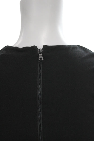 Alice + Olivia Womens Cropped Black Short Sleeve Crew Neck Blouse Size 0