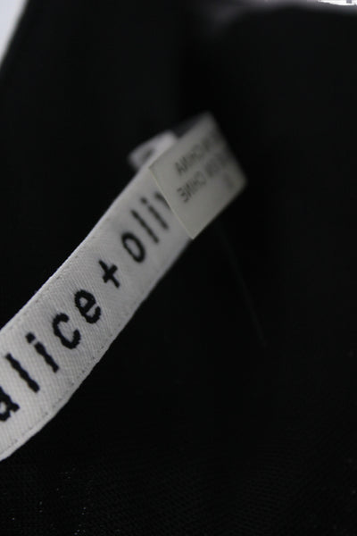 Alice + Olivia Womens Cropped Black Short Sleeve Crew Neck Blouse Size 0