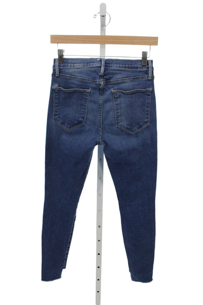 Frame Women Skinny Cropped Dark Blue High Rise Jeans Size 28