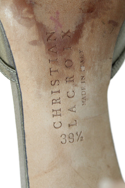 Christian Lacroix Womens Satin Pointed Toe T Strap Pumps Green Size 39.5 9.5